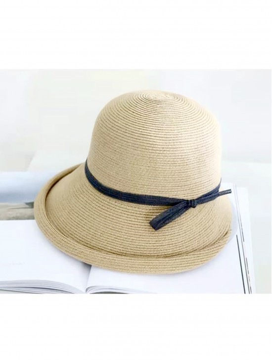 Japanese Paper Grass Super Soft Foldable Hat with Bow